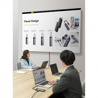 Dokovací stanice Baseus Metal Gleam Series 8 v 1 USB typu C HUB – 1 x HDMI / 3 x USB 3.2 Gen. 1 / 1 x napájení / 1 x čtečka karet SD / 1 x čtečka kare