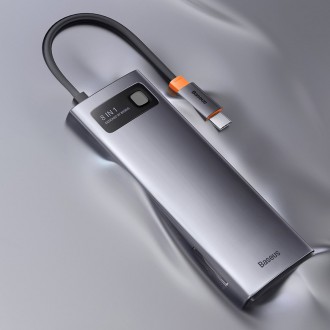 Dokovací stanice Baseus Metal Gleam Series 8 v 1 USB typu C HUB – 1 x HDMI / 3 x USB 3.2 Gen. 1 / 1 x napájení / 1 x čtečka karet SD / 1 x čtečka kare