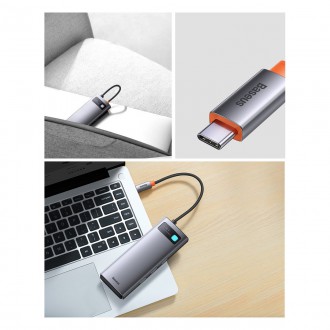 Dokovací stanice Baseus Metal Gleam Series 8 v 1 USB typu C HUB – 1 x HDMI / 3 x USB 3.2 Gen. 1 / 1 x napájení / 1 x čtečka karet SD / 1 x čtečka kare