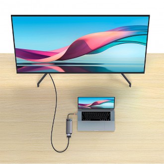 Dokovací stanice Baseus Metal Gleam Series 8 v 1 USB typu C HUB – 1 x HDMI / 3 x USB 3.2 Gen. 1 / 1 x napájení / 1 x čtečka karet SD / 1 x čtečka kare