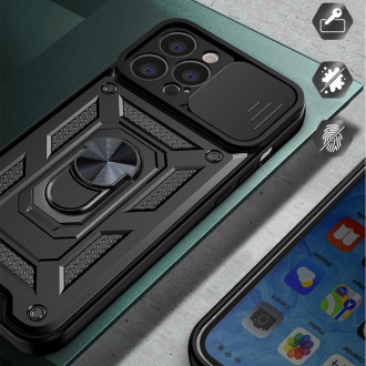 Pancéřové pouzdro Hybrid Armor Camshield pro iPhone 14 Pro Max s krytem fotoaparátu černé