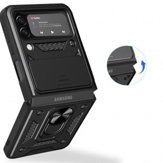Pouzdro Hybrid Armor Camshield pro Samsung Galaxy Z Flip 3 pancéřové pouzdro s krytem fotoaparátu růžové