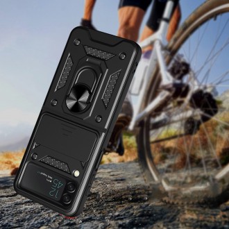 Pouzdro Hybrid Armor Camshield pro Samsung Galaxy Z Flip 4 pancéřové pouzdro s krytem fotoaparátu černé