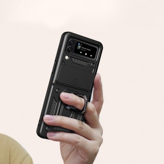 Pouzdro Hybrid Armor Camshield pro Samsung Galaxy Z Flip 4 pancéřové pouzdro s krytem fotoaparátu černé