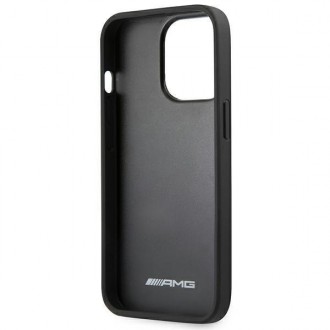 AMG AMHCP14LDOLBK iPhone 14 Pro 6.1 &quot;black / black hardcase Leather Hot Stamped