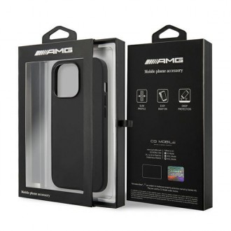 AMG AMHCP14LDOLBK iPhone 14 Pro 6.1 &quot;black / black hardcase Leather Hot Stamped