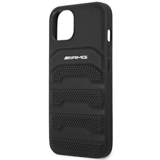 AMG AMHCP14MGSEBK iPhone 14 Plus 6,7 &quot;black / black hardcase Leather Debossed Lines