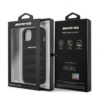 AMG AMHCP14MGSEBK iPhone 14 Plus 6,7 &quot;black / black hardcase Leather Debossed Lines