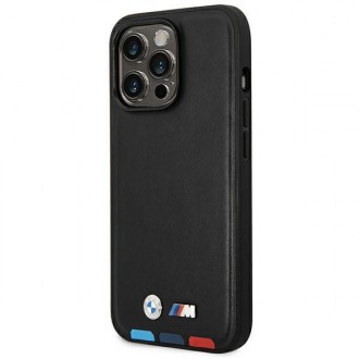 Case BMW BMHCP14L22PTDK iPhone 14 Pro 6.1 &quot;black / black Leather Stamp Tricolor