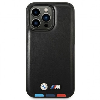 Case BMW BMHCP14L22PTDK iPhone 14 Pro 6.1 &quot;black / black Leather Stamp Tricolor