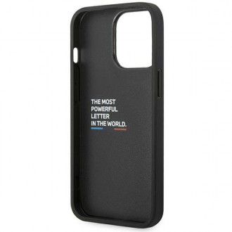 Case BMW BMHCP14L22PTDK iPhone 14 Pro 6.1 &quot;black / black Leather Stamp Tricolor