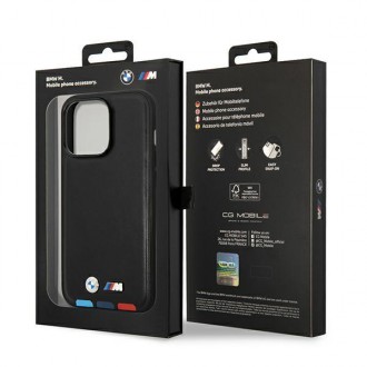 Case BMW BMHCP14L22PTDK iPhone 14 Pro 6.1 &quot;black / black Leather Stamp Tricolor