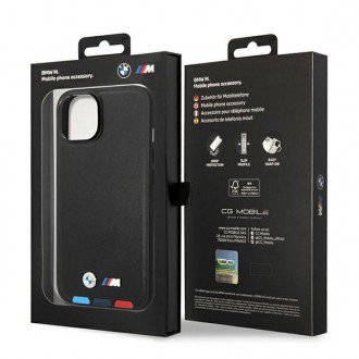 Case BMW BMHCP14M22PTDK iPhone 14 Plus 6.7 &quot;black / black Leather Stamp Tricolor