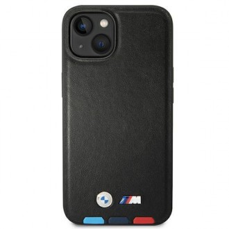 Case BMW BMHMP14M22PTDK iPhone 14 Plus 6.7 &quot;black / black Leather Stamp Tricolor Magsafe