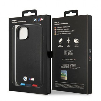 Case BMW BMHMP14M22PTDK iPhone 14 Plus 6.7 &quot;black / black Leather Stamp Tricolor Magsafe