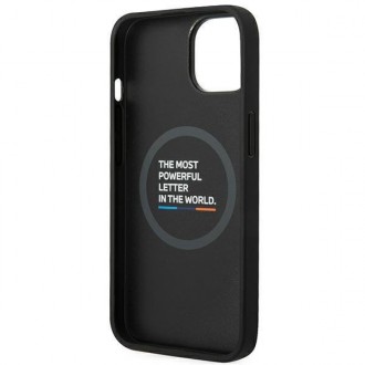 Case BMW BMHMP14S22PTDK iPhone 14 6.1 &quot;black / black Leather Stamp Tricolor Magsafe