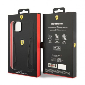 Ferrari FEHCP14MRBUK iPhone 14 Plus 6,7&quot; černo/černé pevné pouzdro Kožené strany razítka