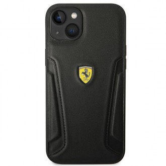 Ferrari FEHCP14SRBUK iPhone 14 6,1&quot; černo/černé pevné pouzdro Kožené strany razítka