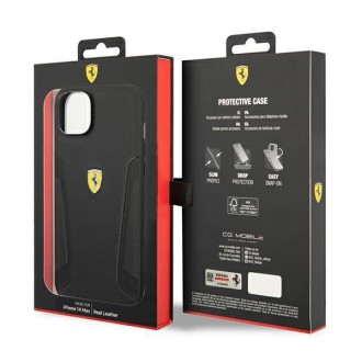 Ferrari FEHCP14SRBUK iPhone 14 6,1&quot; černo/černé pevné pouzdro Kožené strany razítka