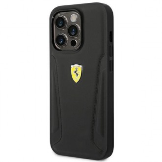 Ferrari FEHCP14XRBUK iPhone 14 Pro Max 6,7&quot; černo/černé pevné pouzdro Kožené strany razítka