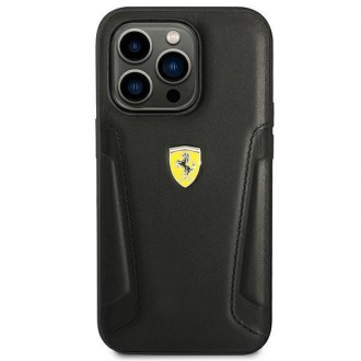 Ferrari FEHCP14XRBUK iPhone 14 Pro Max 6,7&quot; černo/černé pevné pouzdro Kožené strany razítka