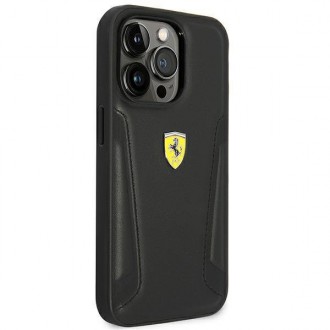 Ferrari FEHCP14XRBUK iPhone 14 Pro Max 6,7&quot; černo/černé pevné pouzdro Kožené strany razítka