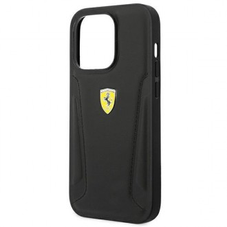 Ferrari FEHCP14XRBUK iPhone 14 Pro Max 6,7&quot; černo/černé pevné pouzdro Kožené strany razítka