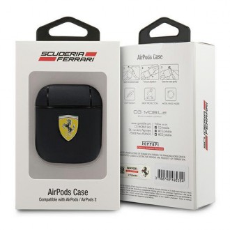 Kryt na sluchátka Ferrari FESA2LEBK AirPods black/black On Track Leather