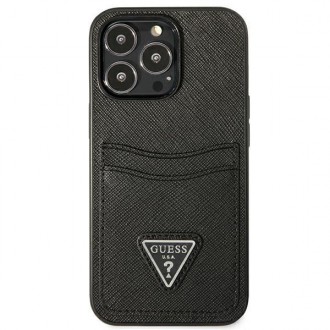 Guess GUHCP13LPSATPK iPhone 13 Pro / 13 6.1 &quot;black / black hardcase SaffianoTriangle Logo Cardslot