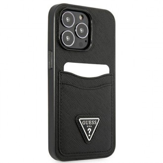 Guess GUHCP13LPSATPK iPhone 13 Pro / 13 6.1 &quot;black / black hardcase SaffianoTriangle Logo Cardslot