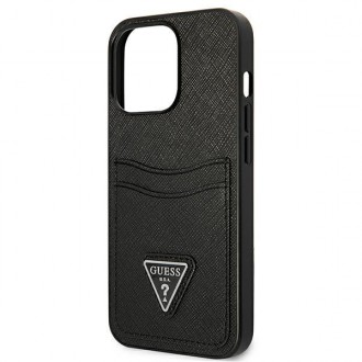 Guess GUHCP13LPSATPK iPhone 13 Pro / 13 6.1 &quot;black / black hardcase SaffianoTriangle Logo Cardslot