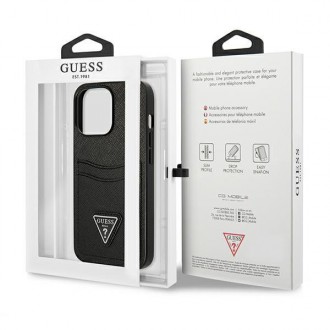 Guess GUHCP13LPSATPK iPhone 13 Pro / 13 6.1 &quot;black / black hardcase SaffianoTriangle Logo Cardslot