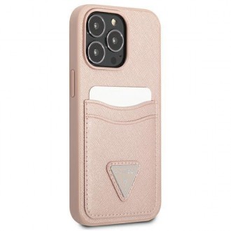 Guess GUHCP13LPSATPP iPhone 13 Pro / 13 6.1 &quot;pink / pink hardcase SaffianoTriangle Logo Cardslot