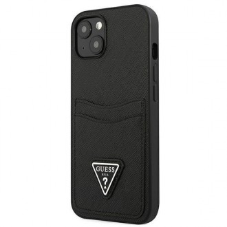 Guess GUHCP13MPSATPK iPhone 13 6.1 &quot;black / black hardcase SaffianoTriangle Logo Cardslot