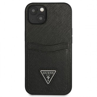 Guess GUHCP13MPSATPK iPhone 13 6.1 &quot;black / black hardcase SaffianoTriangle Logo Cardslot