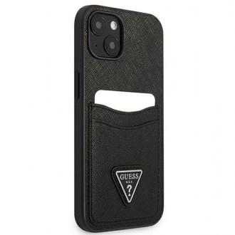 Guess GUHCP13MPSATPK iPhone 13 6.1 &quot;black / black hardcase SaffianoTriangle Logo Cardslot
