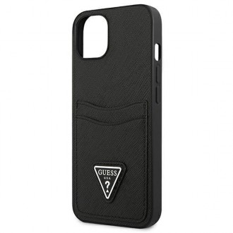 Guess GUHCP13MPSATPK iPhone 13 6.1 &quot;black / black hardcase SaffianoTriangle Logo Cardslot