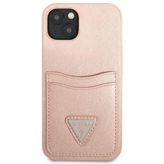 Guess GUHCP13MPSATPP iPhone 13 6.1 &quot;pink / pink hardcase SaffianoTriangle Logo Cardslot