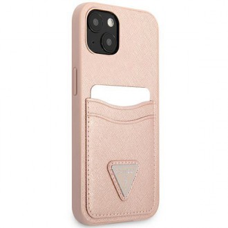 Guess GUHCP13MPSATPP iPhone 13 6.1 &quot;pink / pink hardcase SaffianoTriangle Logo Cardslot