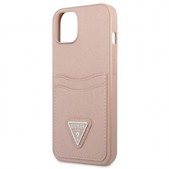 Guess GUHCP13MPSATPP iPhone 13 6.1 &quot;pink / pink hardcase SaffianoTriangle Logo Cardslot