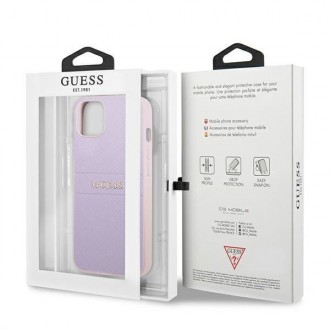 Guess GUHCP13SPSASBPU iPhone 13 mini 5,4 &quot;purple / purple Saffiano Hot Stamp &amp; Metal Logo