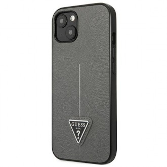 Guess GUHCP13SPSATLG iPhone 13 mini 5,4 &quot;silver / silver hardcase SaffianoTriangle Logo