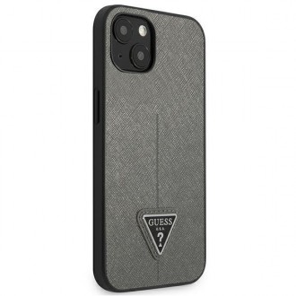 Guess GUHCP13SPSATLG iPhone 13 mini 5,4 &quot;silver / silver hardcase SaffianoTriangle Logo