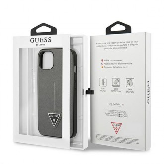 Guess GUHCP13SPSATLG iPhone 13 mini 5,4 &quot;silver / silver hardcase SaffianoTriangle Logo