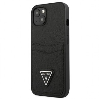 Guess GUHCP13SPSATPK iPhone 13 mini 5,4 &quot;black / black hardcase SaffianoTriangle Logo Cardslot