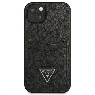 Guess GUHCP13SPSATPK iPhone 13 mini 5,4 &quot;black / black hardcase SaffianoTriangle Logo Cardslot