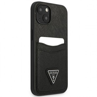 Guess GUHCP13SPSATPK iPhone 13 mini 5,4 &quot;black / black hardcase SaffianoTriangle Logo Cardslot