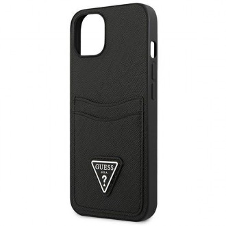 Guess GUHCP13SPSATPK iPhone 13 mini 5,4 &quot;black / black hardcase SaffianoTriangle Logo Cardslot