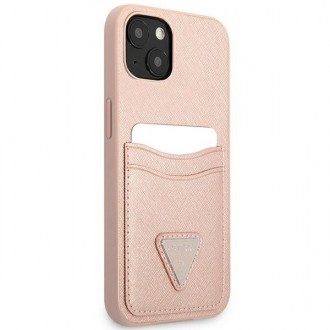 Guess GUHCP13SPSATPP iPhone 13 mini 5,4 &quot;pink / pink hardcase SaffianoTriangle Logo Cardslot