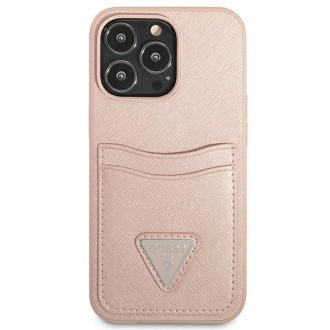 Guess GUHCP13XPSATPP iPhone 13 Pro Max 6.7 &quot;pink / pink hardcase SaffianoTriangle Logo Cardslot